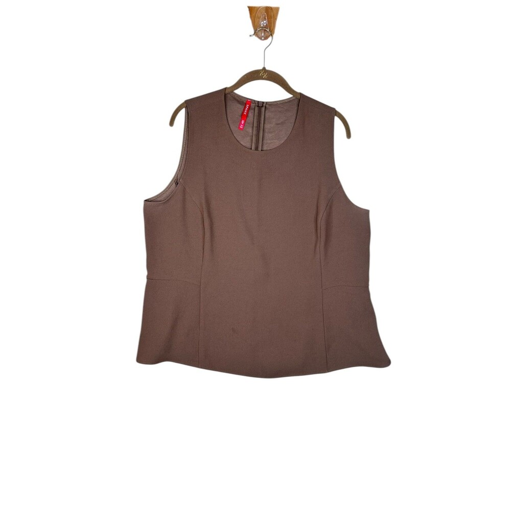 Spanx Carefree Crepe Peplum Sleeveless Tank Cedar Brown Size 1X
